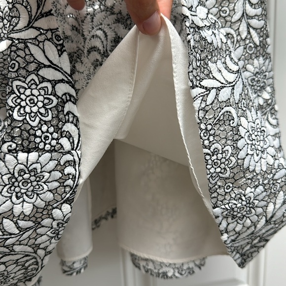 MONIQUE LHUILLIER Short Sleeve Embroidered Lace Mini Dress - Picture 8 of 15